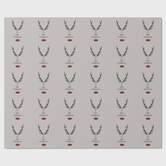 Jolly Christmas Reindeer Antlers Cadeaupapier (Vlak)