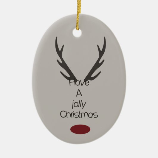 Jolly Christmas Reindeer Antlers Keramisch Ornament (Voorkant)