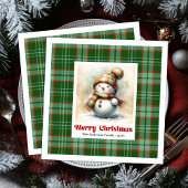 Jolly Christmas Snowman Napkins Personalized Kids  Servet