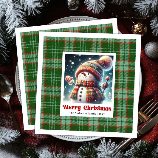 Jolly Christmas Snowman Napkins Personalized Kids  Servet