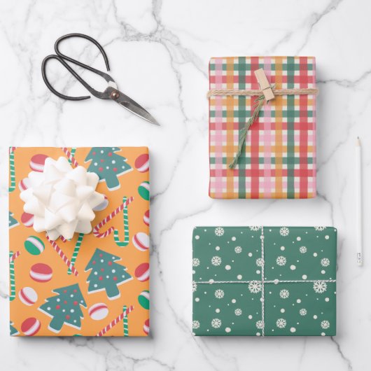 Jolly Christmas Sweets Collectie Set 9 Inpakpapier Vel (Voorkant)