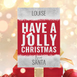 Jolly Christmas van Santa Non Photo Holiday Kaart<br><div class="desc">Een rood-wit feestelijke vakantiekaart van Santa! Voeg gewoon jouw namen toe</div>