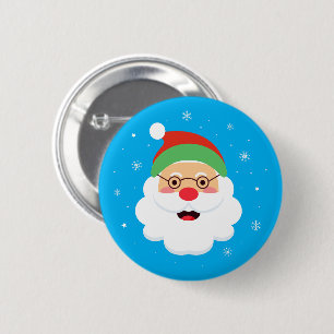 Jolly Claus Charme   Geïllustreerde Santa Knoop Ronde Button 5,7 Cm