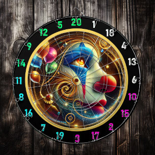 Jolly Clown met rode neus en ballonnen Dartbord