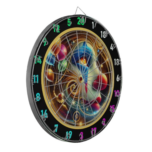 Jolly Clown met rode neus en ballonnen Dartbord (Voorkant Links)