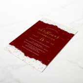 Jolly Confetti Gold Red Christmas Party Folie Uitnodiging (Gedraaid)