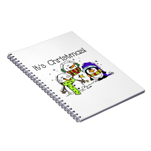 Jolly Cute Snowmen en Penguins Het is Kerstmis Notitieboek (Rechterzijde)