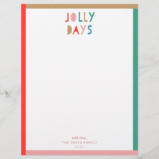 Jolly Days Holiday Stationery Briefhoofd (Voorkant)