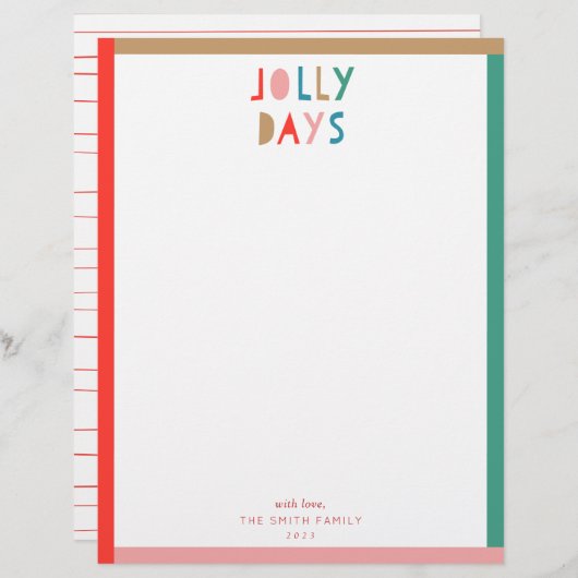 Jolly Days Holiday Stationery Briefhoofd (Voorkant / Achterkant)