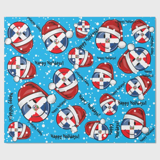 Jolly Dominicaanse Republiek Vlag Kerstmis Cadeaupapier (Vlak)