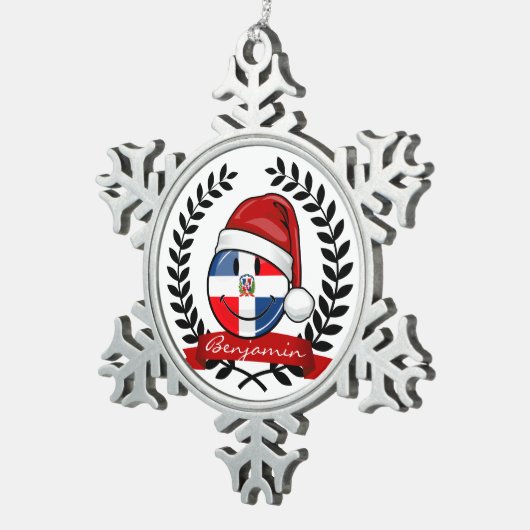 Jolly Dominicaanse Republiek Vlag Kerstmis Tin Sneeuwvlok Ornament (Rechts)