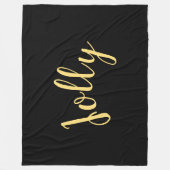 JOLLY Elegant Modern Script Tekst Zwart Achtergron Fleece Deken (Voorkant)