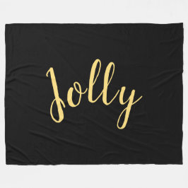 JOLLY Elegant Modern Script Tekst Zwart Achtergron Fleece Deken