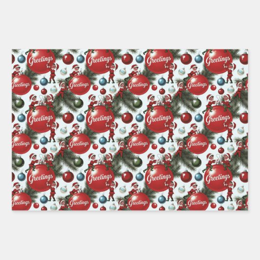 Jolly Elf Jamboree Inpakpapier Vel (Voorkant)