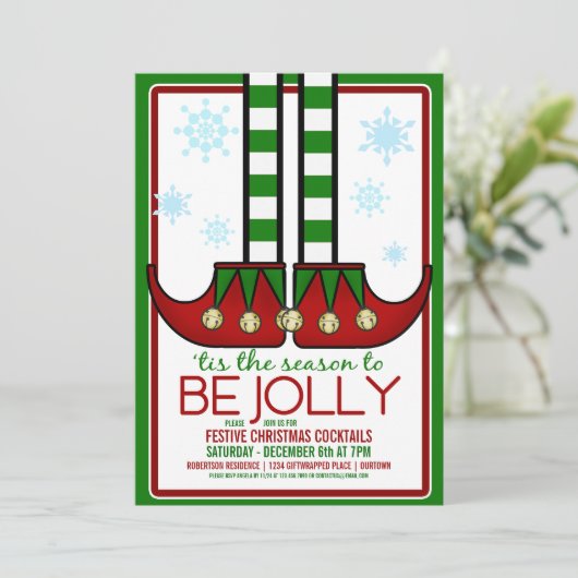 Jolly Elf-kerstcadeaufeest Kaart (Staand voorkant)