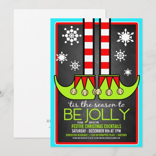 Jolly Elf-kerstcadeaufeest Kaart (Voorkant / Achterkant)