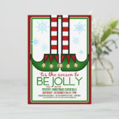 Jolly Elf-kerstcadeaufeest Kaart (Staand voorkant)