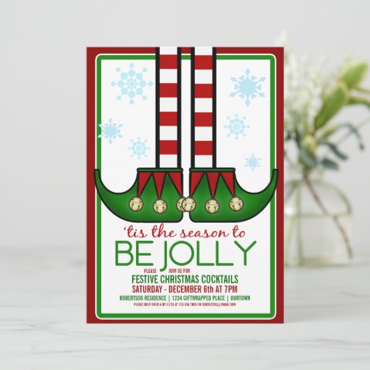 Jolly Elf-kerstcadeaufeest Kaart (Staand voorkant)