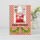 Jolly Elf Legs Photo Happy Feestdagenkaart (Staand voorkant)