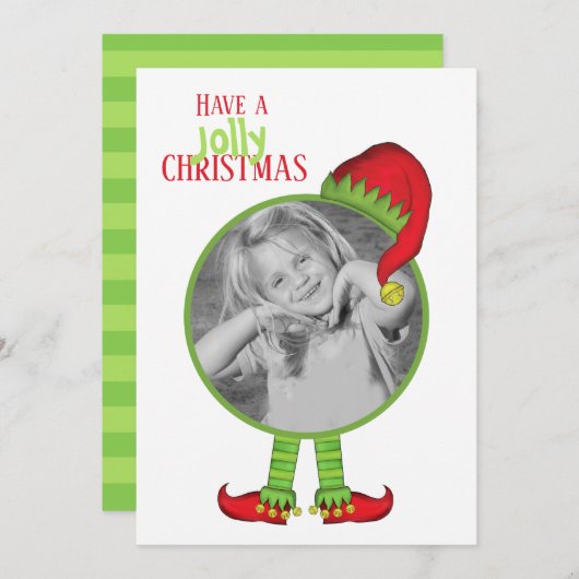 Jolly Elf Pet Elf Shoes Whimsical Funny 1 Foto Feestdagenkaart (Voorkant / Achterkant)