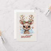 Jolly en Bright Christmas Wenskaart Kaart (Voorkant / Achterkant in situ)