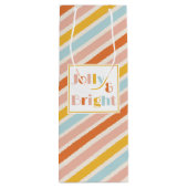 Jolly en Bright Retro Modern Stripe Kerstmis Wijn Cadeautas (Achterkant)