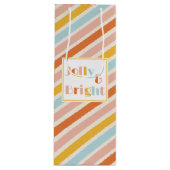 Jolly en Bright Retro Modern Stripe Kerstmis Wijn Cadeautas (Voorkant)