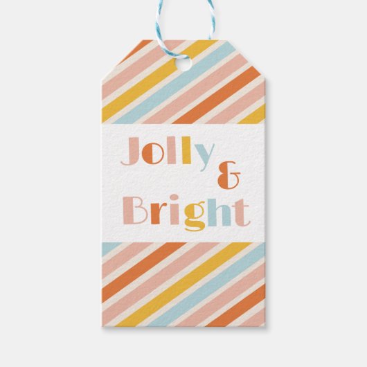 Jolly en Bright Stripe van en naar Kerstmis Cadeaulabel (Voorkant)