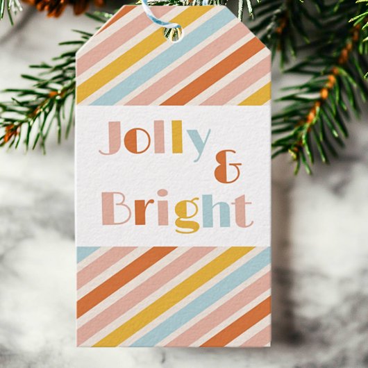 Jolly en Bright Stripe van en naar Kerstmis Cadeaulabel