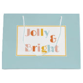 Jolly en helder effen lichtblauw Kerstfeest Groot Cadeauzakje (Voorkant)