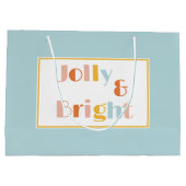 Jolly en helder effen lichtblauw Kerstfeest Groot Cadeauzakje (Achterkant)