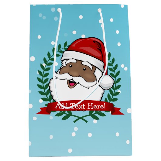 Jolly Ethnic Santa | Aangepaste tekst Medium Cadeauzakje (Voorkant)