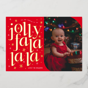 Jolly Fa La La Whimsical Foto Folie Feestdagenkaart