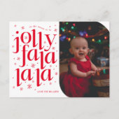 Jolly Fa La La Whimsical Foto Vakantie Briefkaart (Voorkant)