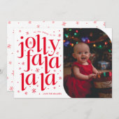 Jolly Fa La La Whimsical Foto Vakantie Kaart (Voorkant / Achterkant)