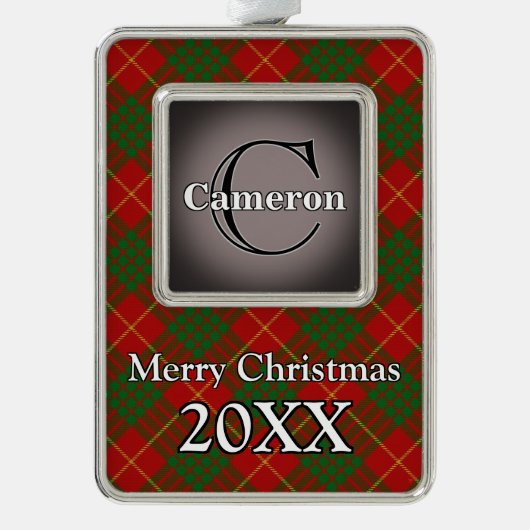 Jolly Feestdagen Clan Cameron Verzilverd Omlijst Ornament (Voorkant)