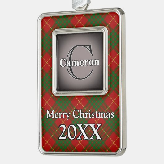 Jolly Feestdagen Clan Cameron Verzilverd Omlijst Ornament (Links)
