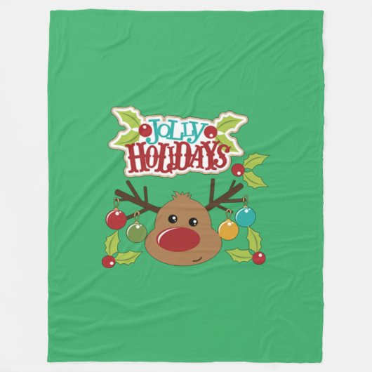 Jolly Feestdagen Fleece Deken (Voorkant)