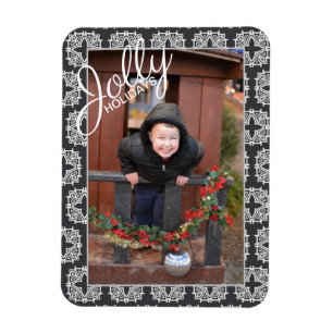 Jolly Feestdagen Pattern Single Photo Holiday Magneet
