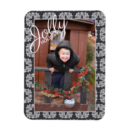 Jolly Feestdagen Pattern Single Photo Holiday Magneet (Verticaal)