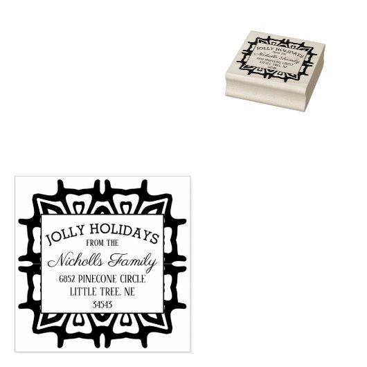 Jolly Feestdagen Return-adres Rubberstempel (Gestempeld)