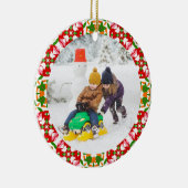 Jolly Feestelijke Rode Kerstmis Foto Afbeelding Li Keramisch Ornament (Rechts)