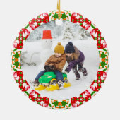 Jolly Feestelijke Rode Kerstmis Foto Afbeelding Li Keramisch Ornament (Achterkant)