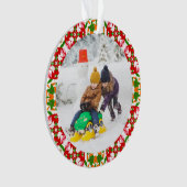 Jolly Feestelijke Rode Kerstmis Foto Afbeelding Li Ornament (voorkant)