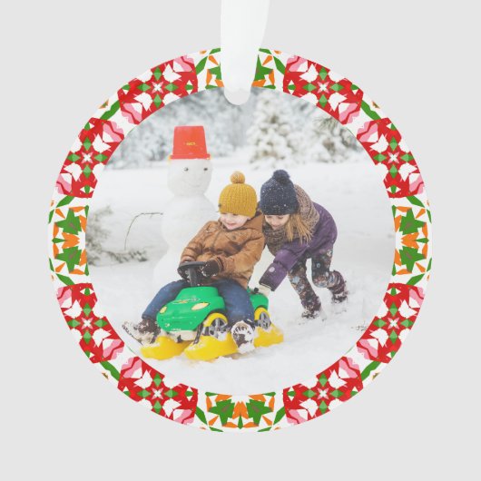 Jolly Feestelijke Rode Kerstmis Foto Afbeelding Li Ornament (voorkant)