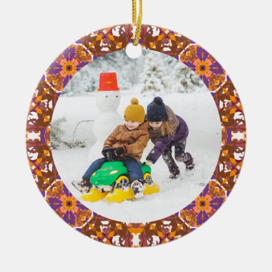 Jolly Festive Custom Christmas Photo Afbeelding Li Keramisch Ornament (Voorkant)