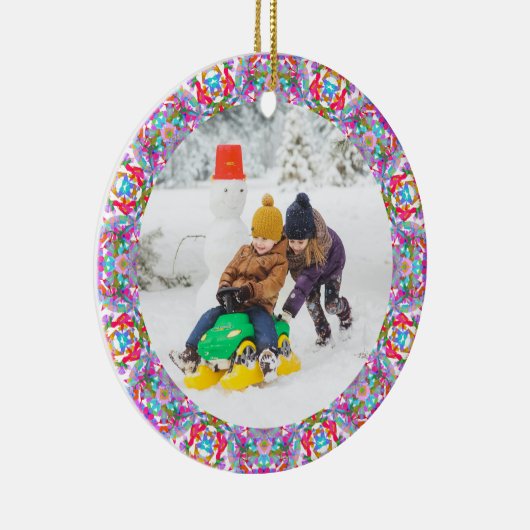 Jolly Festive Custom Christmas Photo Afbeelding Li Keramisch Ornament (Rechts)