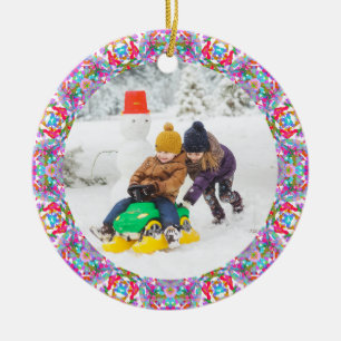 Jolly Festive Custom Christmas Photo Afbeelding Li Keramisch Ornament
