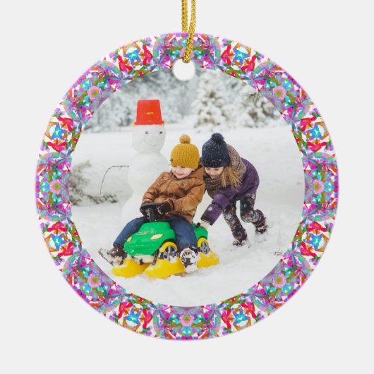 Jolly Festive Custom Christmas Photo Afbeelding Li Keramisch Ornament (Voorkant)