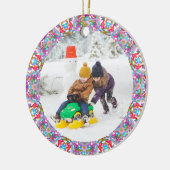 Jolly Festive Custom Christmas Photo Afbeelding Li Keramisch Ornament (Links)